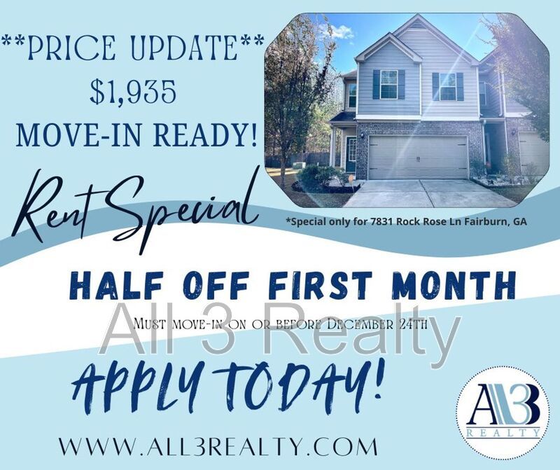 Special offer, Enjoy Half rent off for move-ins on or before December 24th!! Welcome to this stunning 4-bedroom, 2.5-bathroom townhome located in the vibrant community of Fairburn, GA. property image