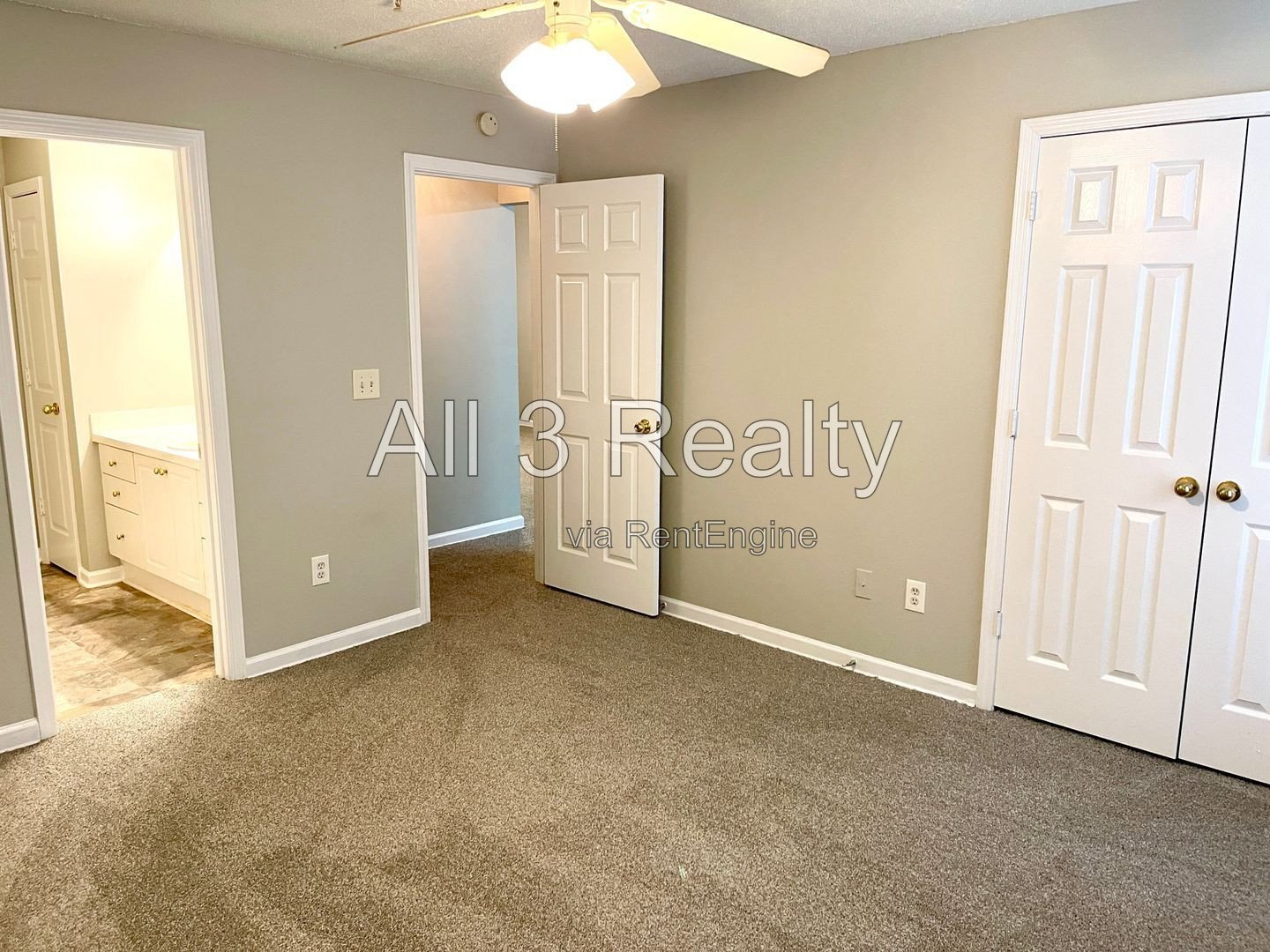 Charming 3-bedroom, 2.5-bath home in McDonough, GA featuring comfortable carpeted living spaces and ceiling fans throughout. property image